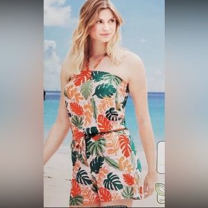 SERRA Tropical Pattern Print One-Piece Shorts Romper Size L